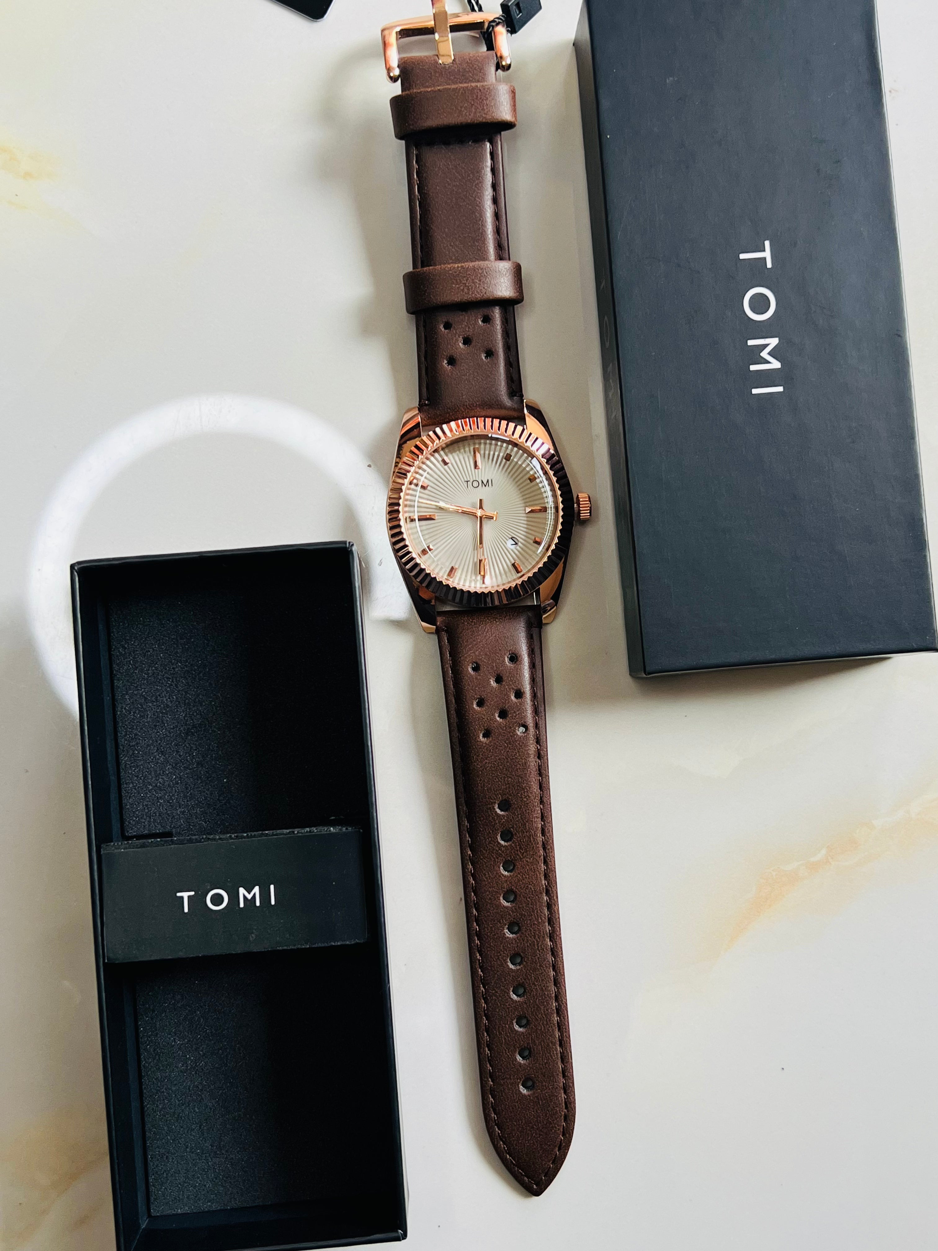 Tomi Brown Gold Jaguar Dial Watch