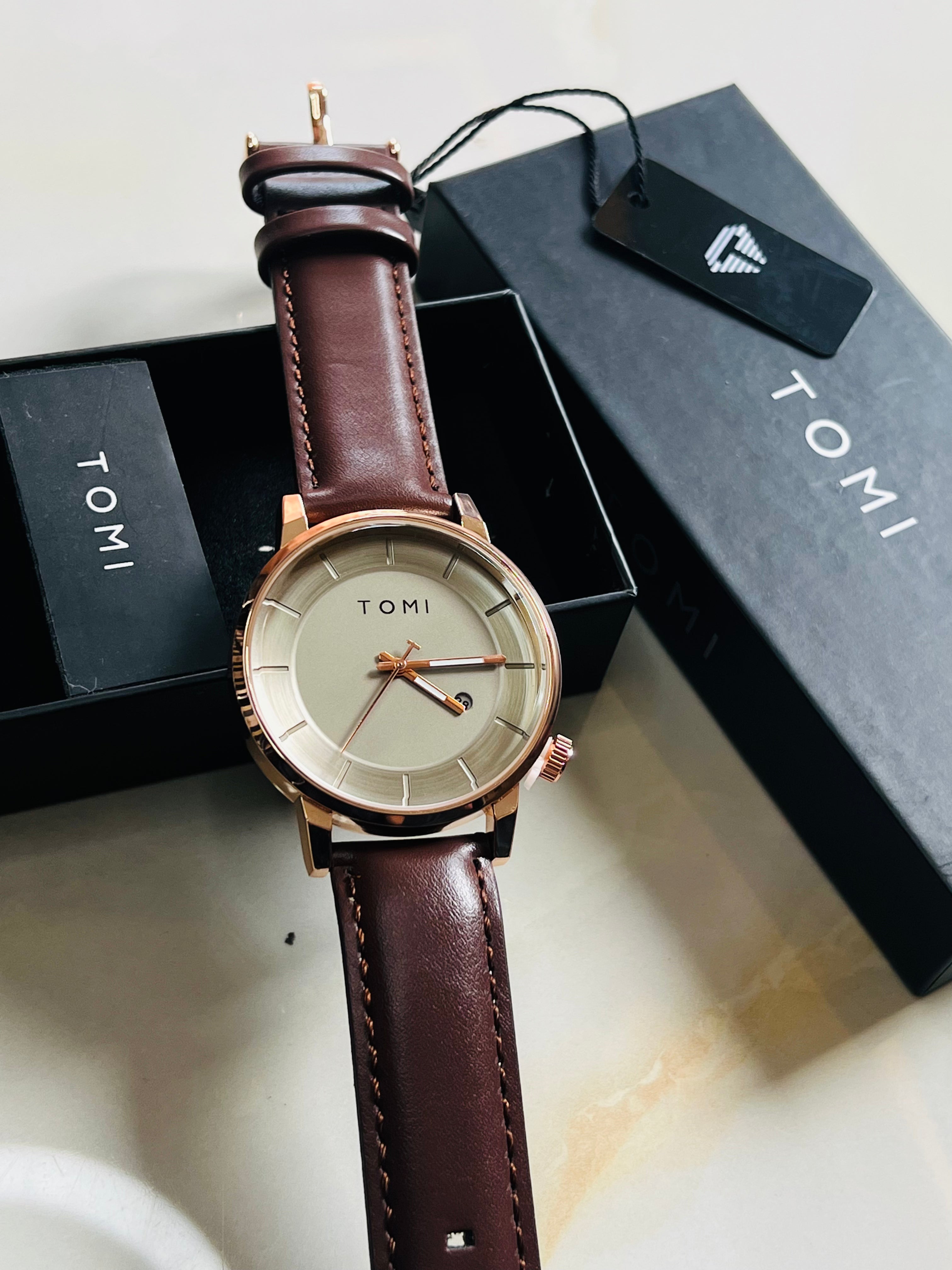 Tomi Brown Gold Galaxy Dial Watch
