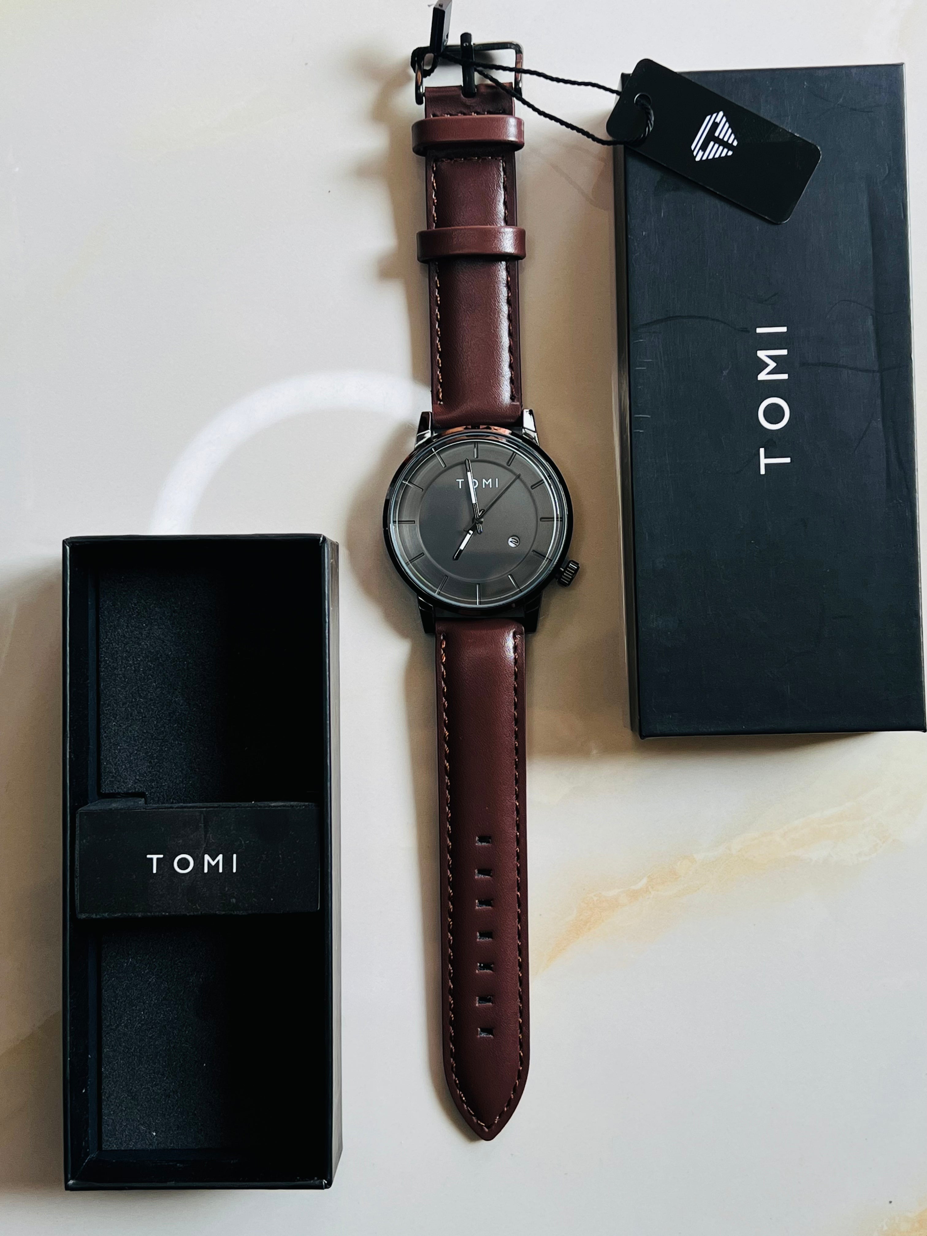 Tomi Brown Black Galaxy Dial Watch