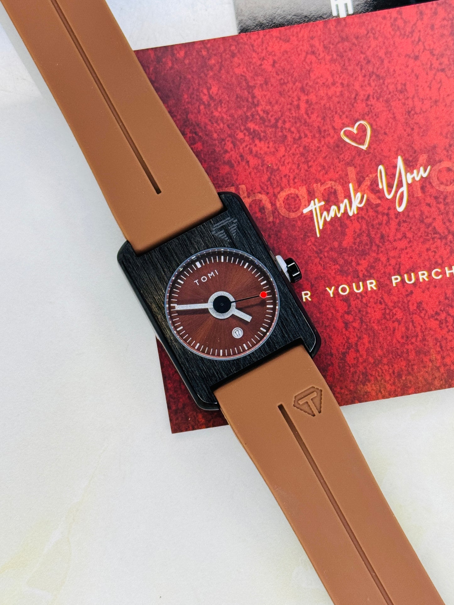 Tomi Brown Tank Magnetic Strap Watch