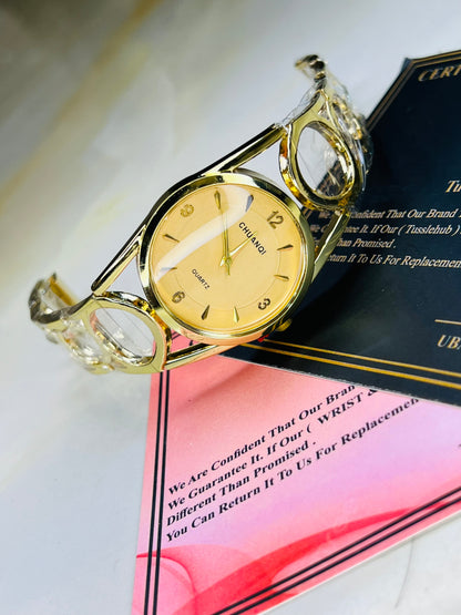 Gold Circle Bracelet Watch For Her