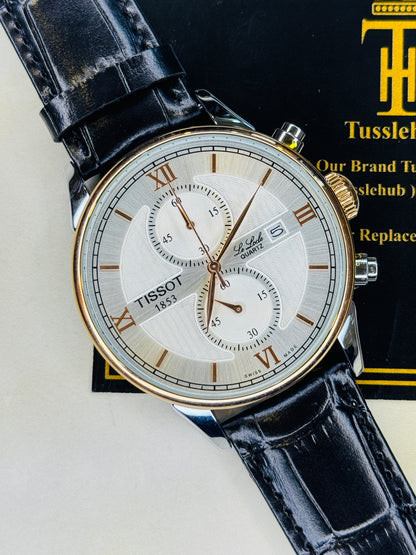 Le Lode Black Leather Chronograph Dial Tissot Watch