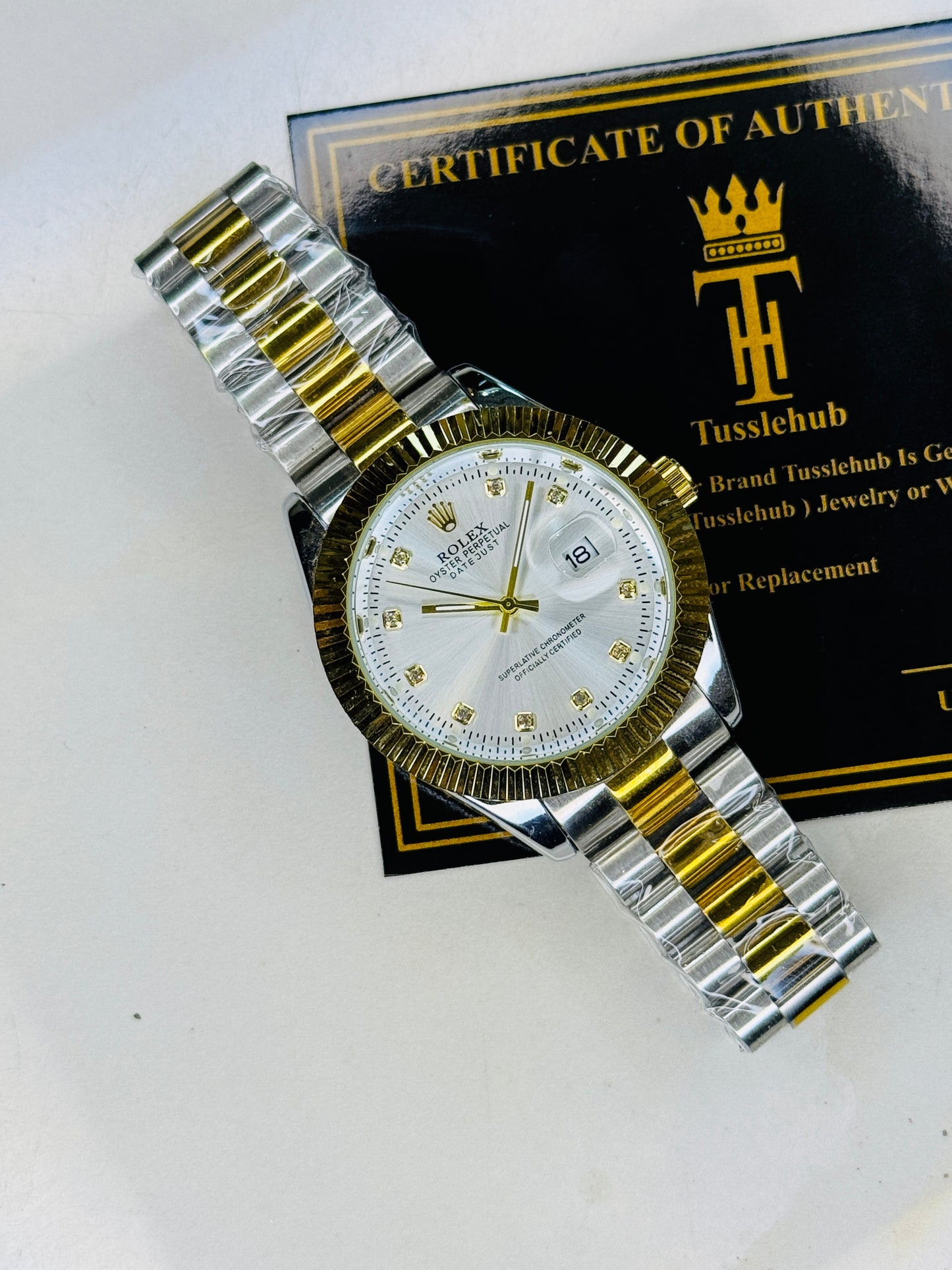 Premium Two Tone White Date Just Watch