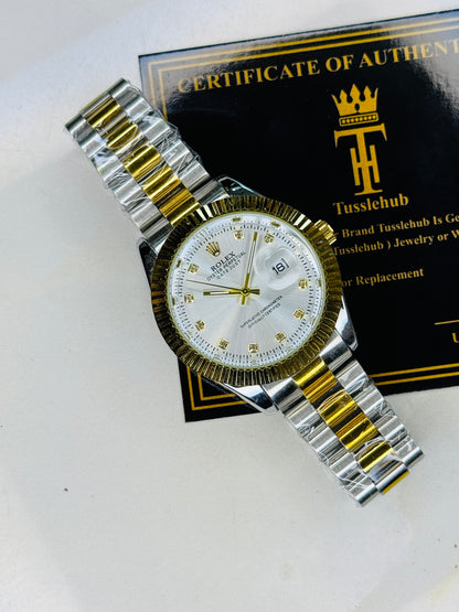 Premium Two Tone White Date Just Watch