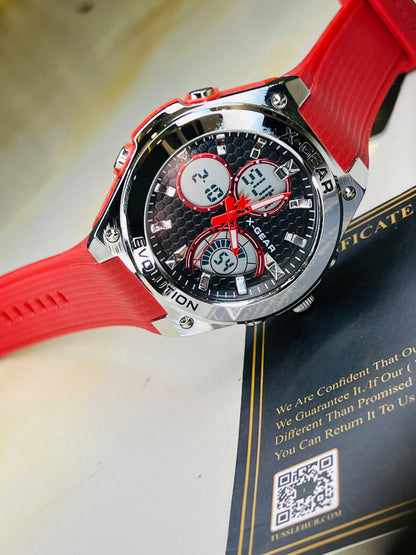 X-Gear Evolution Red Silver Sports Watch
