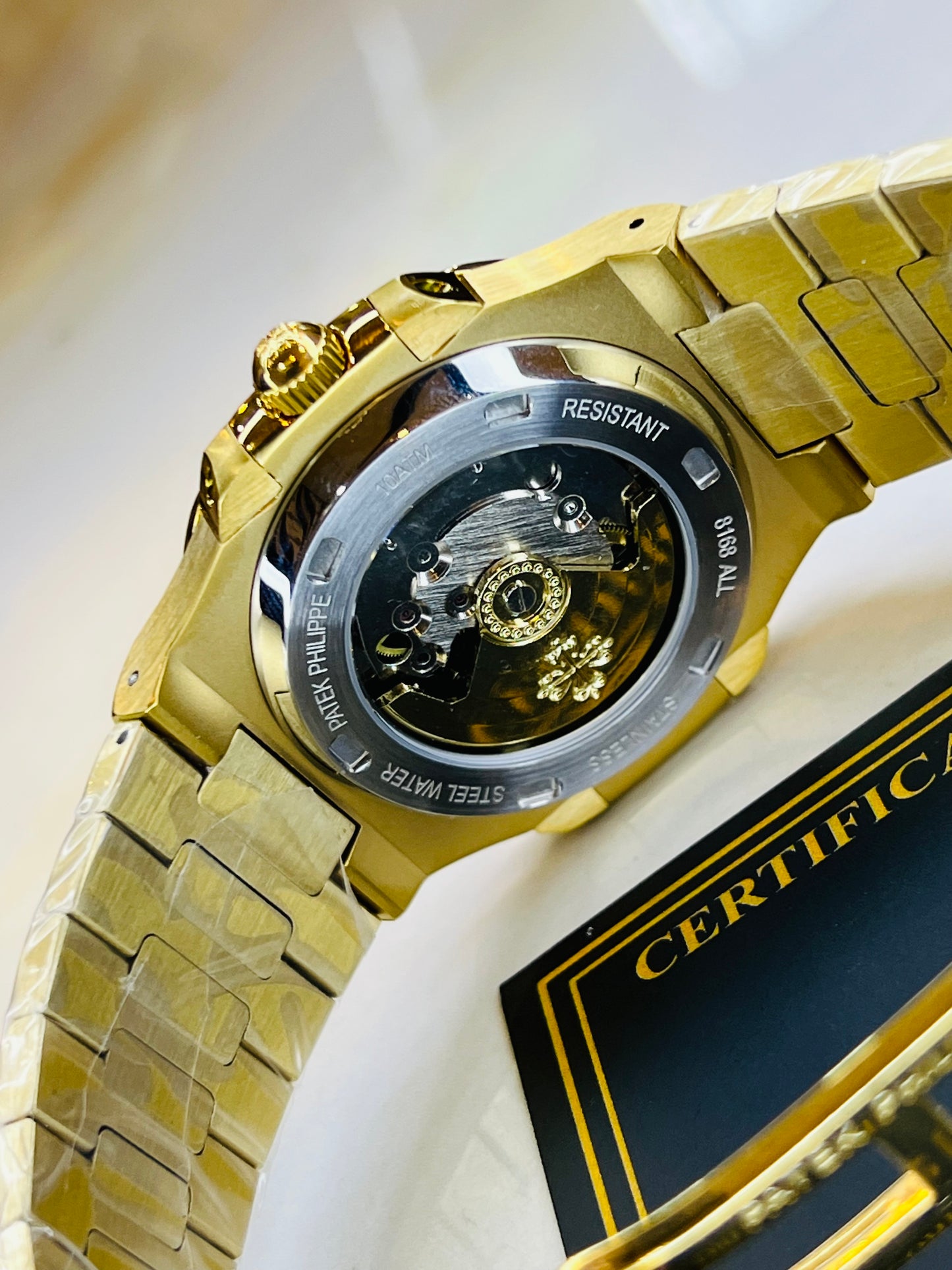 Gold White Automatic Nautilus Super Clone Watch