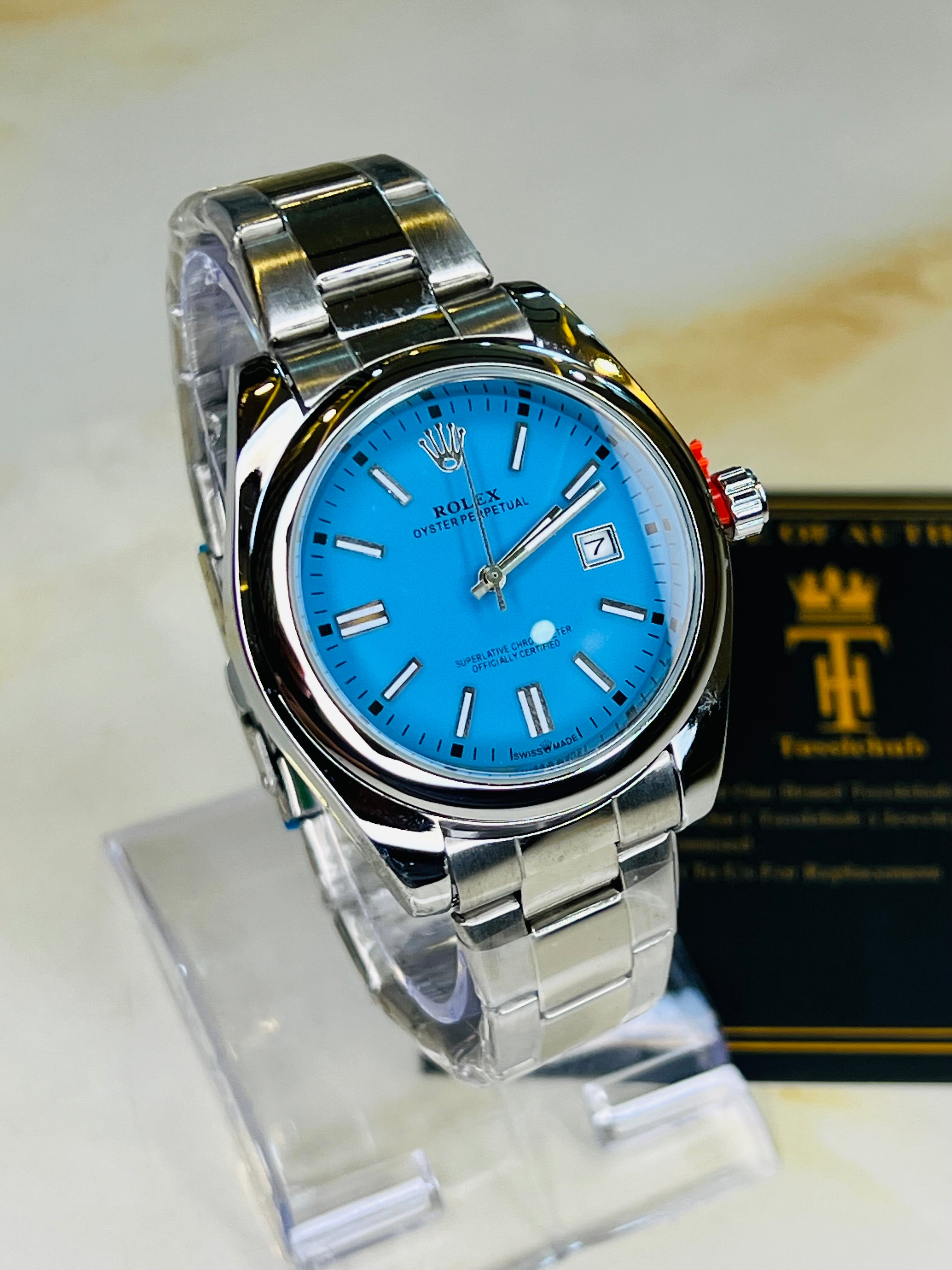 Silver Tiffany Round Rolex Watch