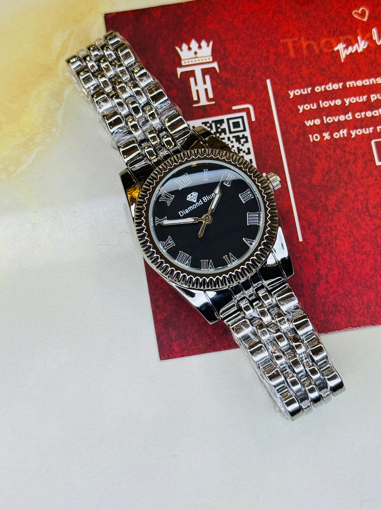 Silver Black Aoqili Roman Watch for her