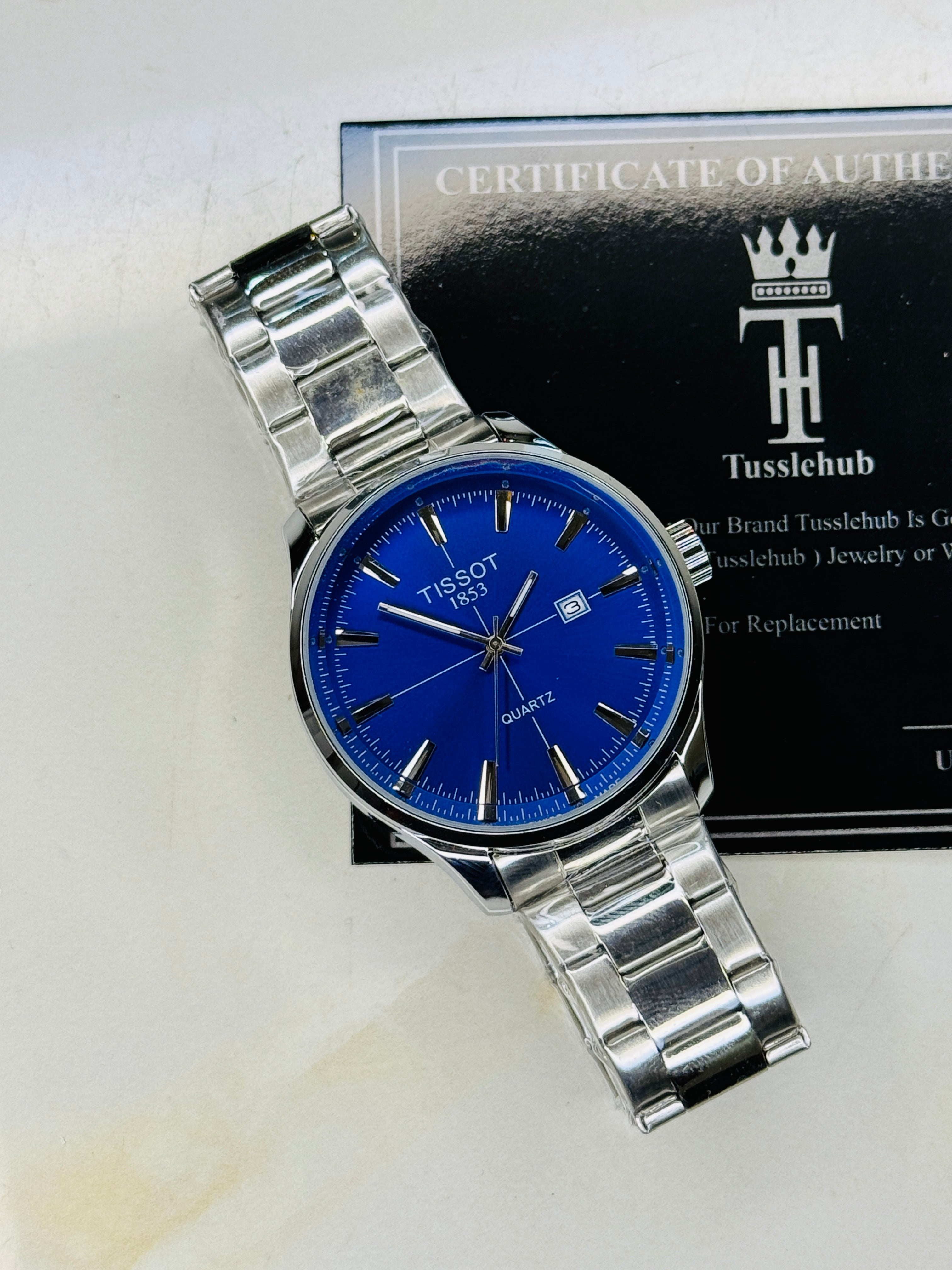 Pr100 Silver Blue Round Tissot Watch