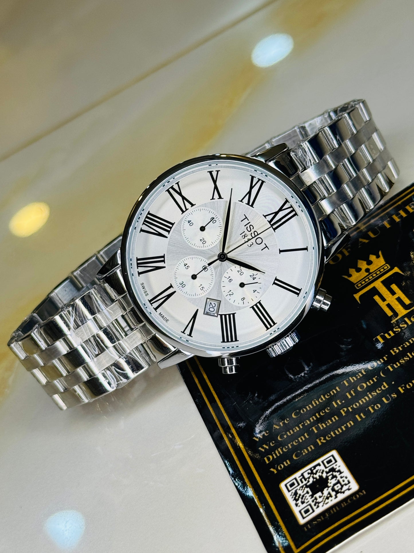 Roman Silver Chain Chronograph Dial Tissot Watch