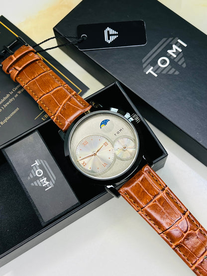 Tomi Brown Black Moon graph Dial Watch