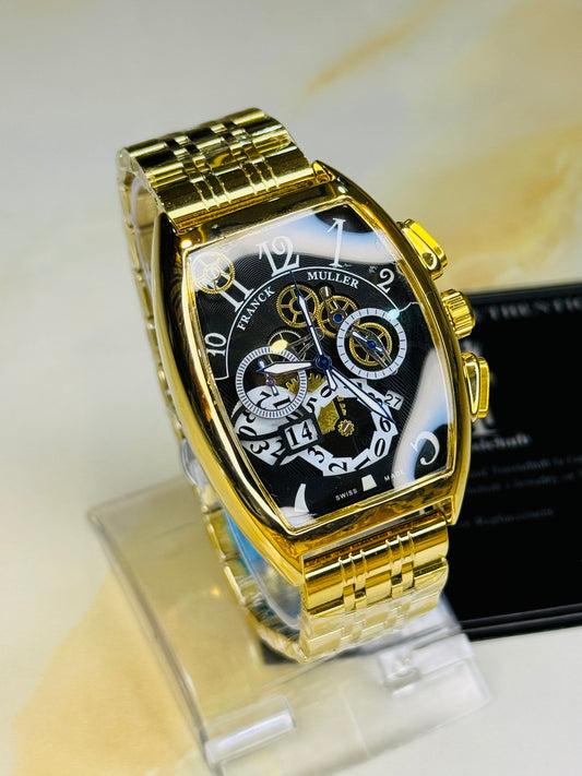 Chain Frank Muller Gold Black Chronograph Dial Watch