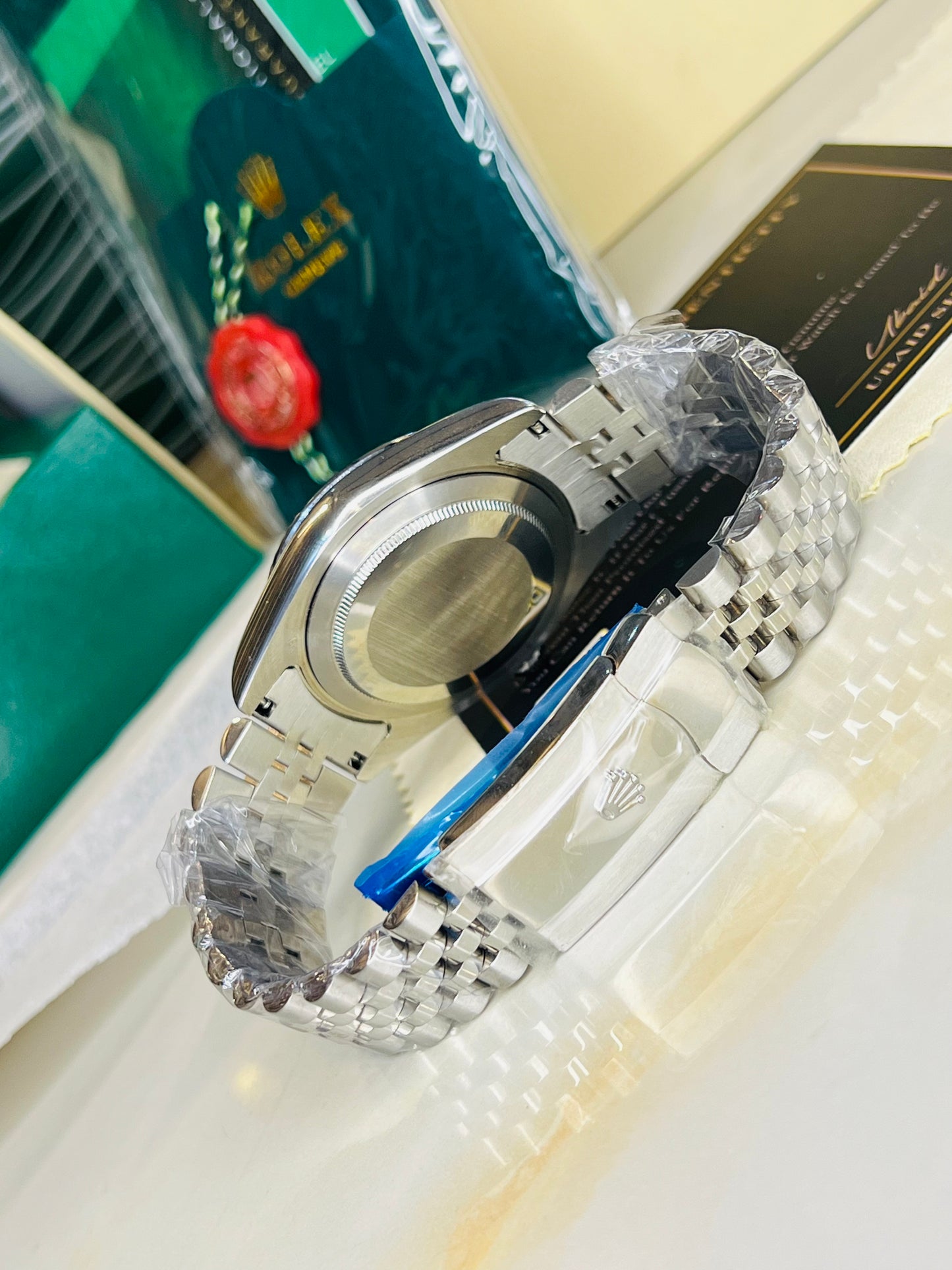 Date Just Silver Green Diamond Dial Quartz Master Clone Watch