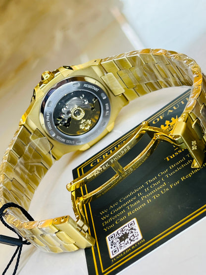 Gold White Automatic Nautilus Super Clone Watch