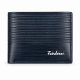 Fuerdanni Men's Slim Leather Bifold Wallet - Perforated Accent Design