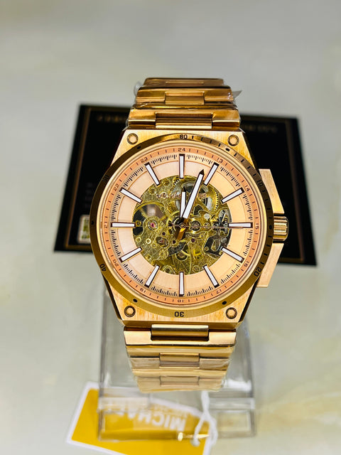 Rose Gold Skeleton Dial Automatic Mk Watch