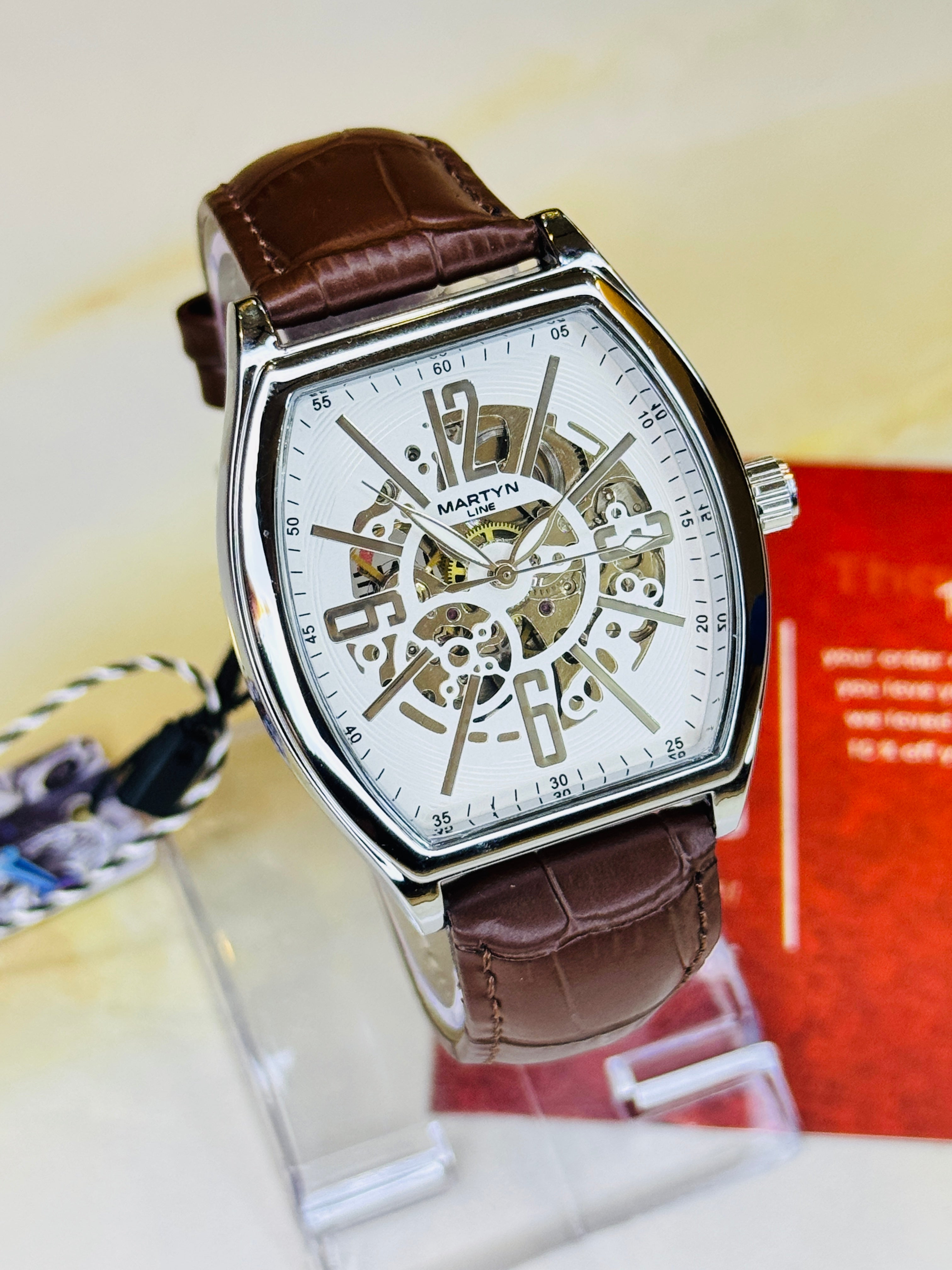 Coffee Silver Martyn Skeleton Automatic Watch