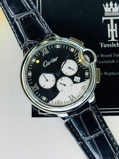 Black Panda Cart*er Chronograph Dial Watch