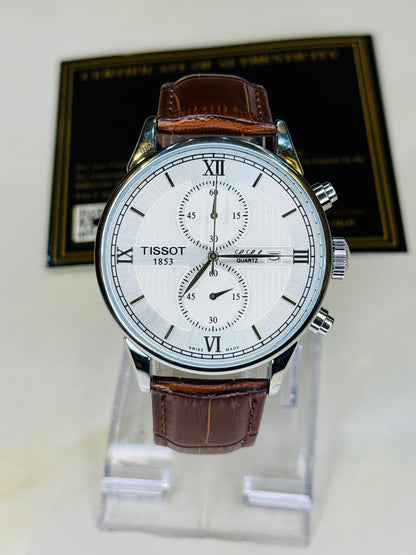 Le Lode Brown Leather Chronograph Dial Tissot Watch