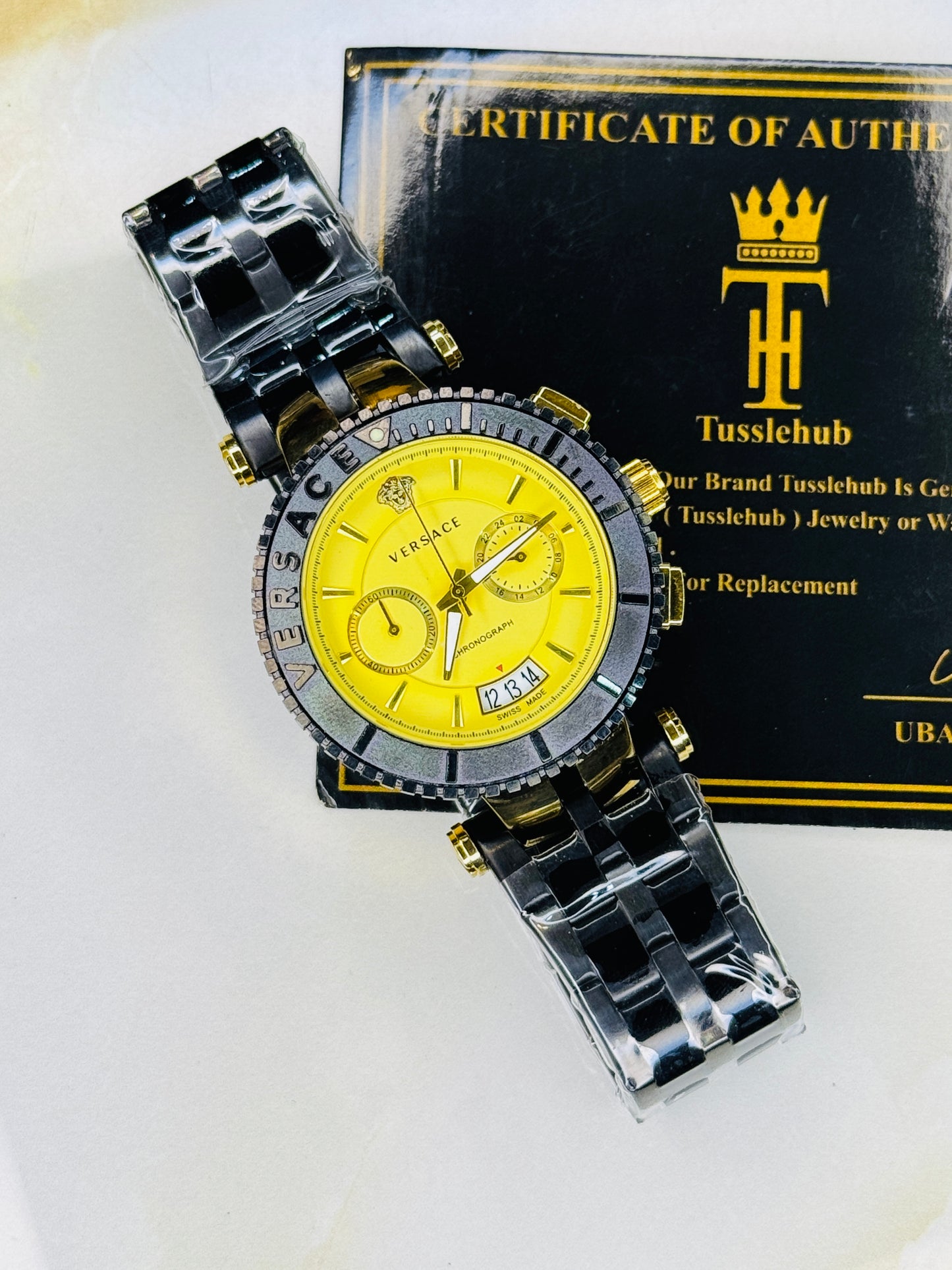 Millionaire Black Versace Gold Chronograph Dial Watch