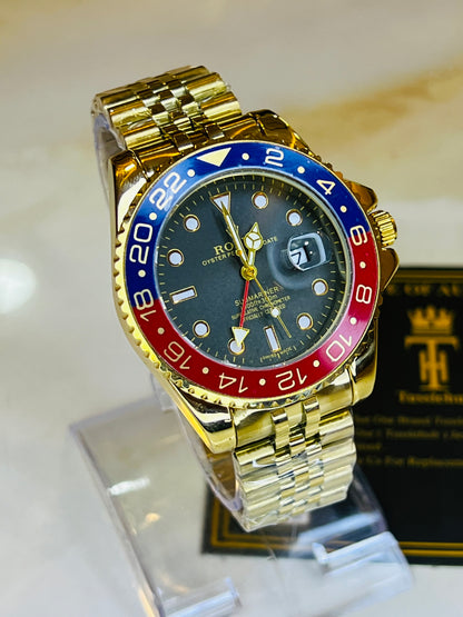 Gold Pepsi Chain Strapped Submariner Watch