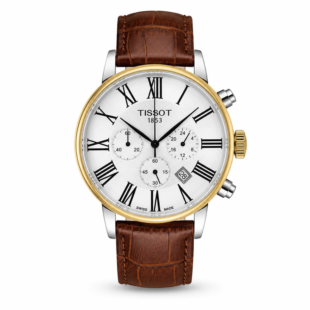 Roman Brown Leather Chronograph Dial Tissot Watch