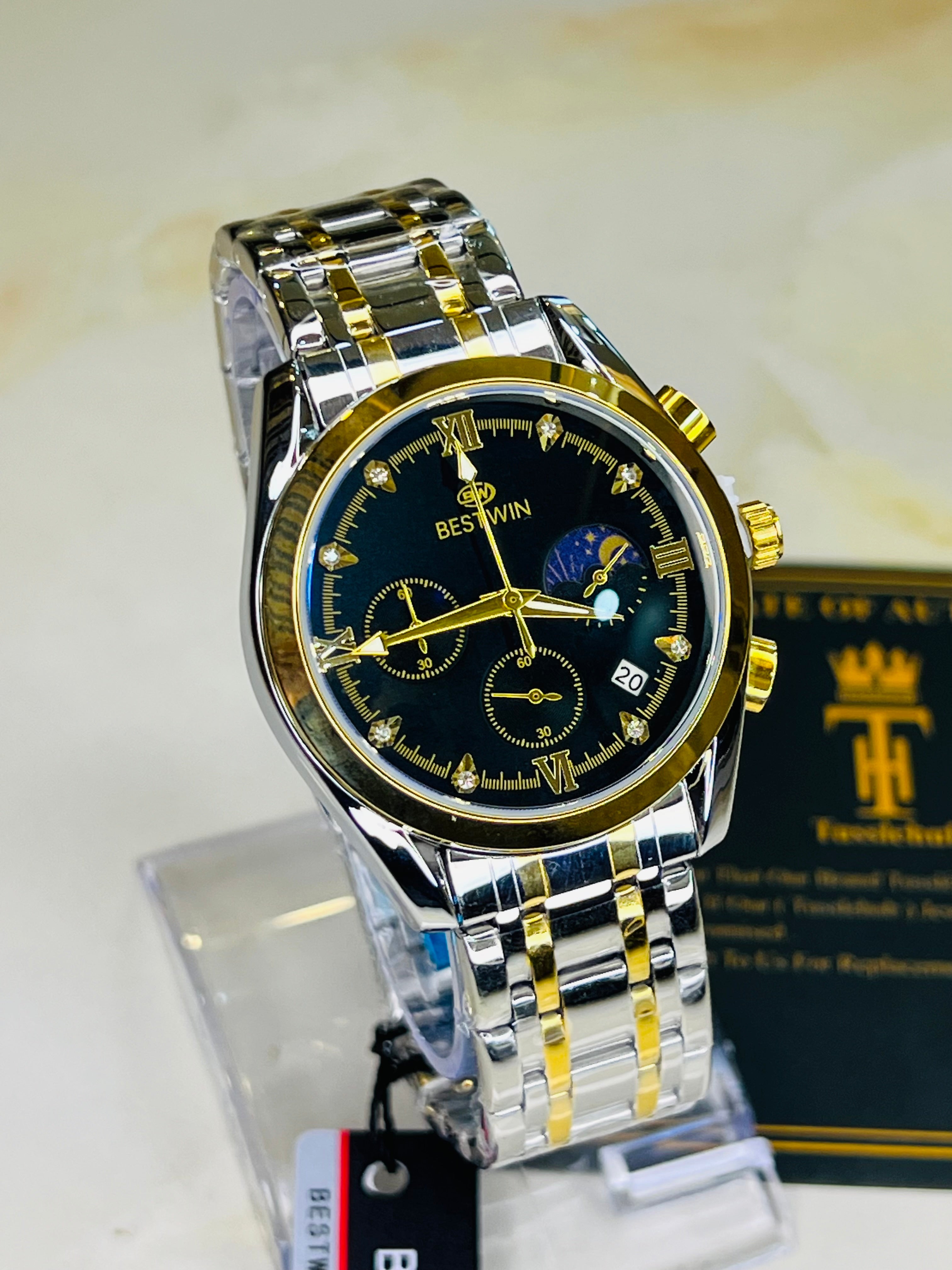 Bestwin Two Tone Black Chronograph Watch
