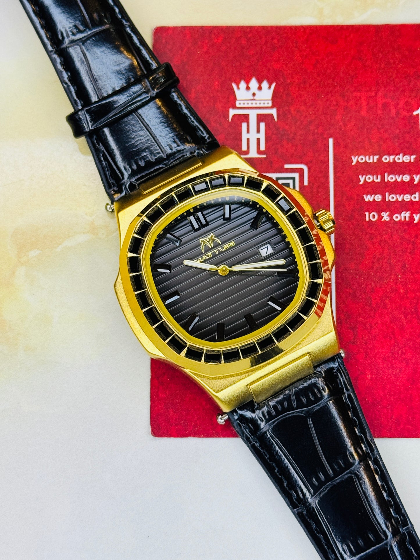 Matturi Black Gold Zircon Watch