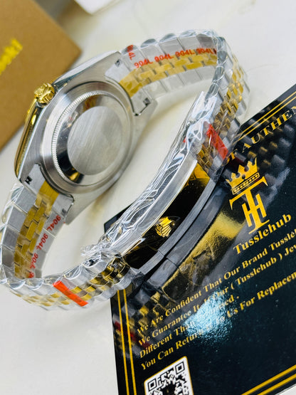 Jubilee Date Just Two Tone Diamond Fluted White Dial Quartz Watch