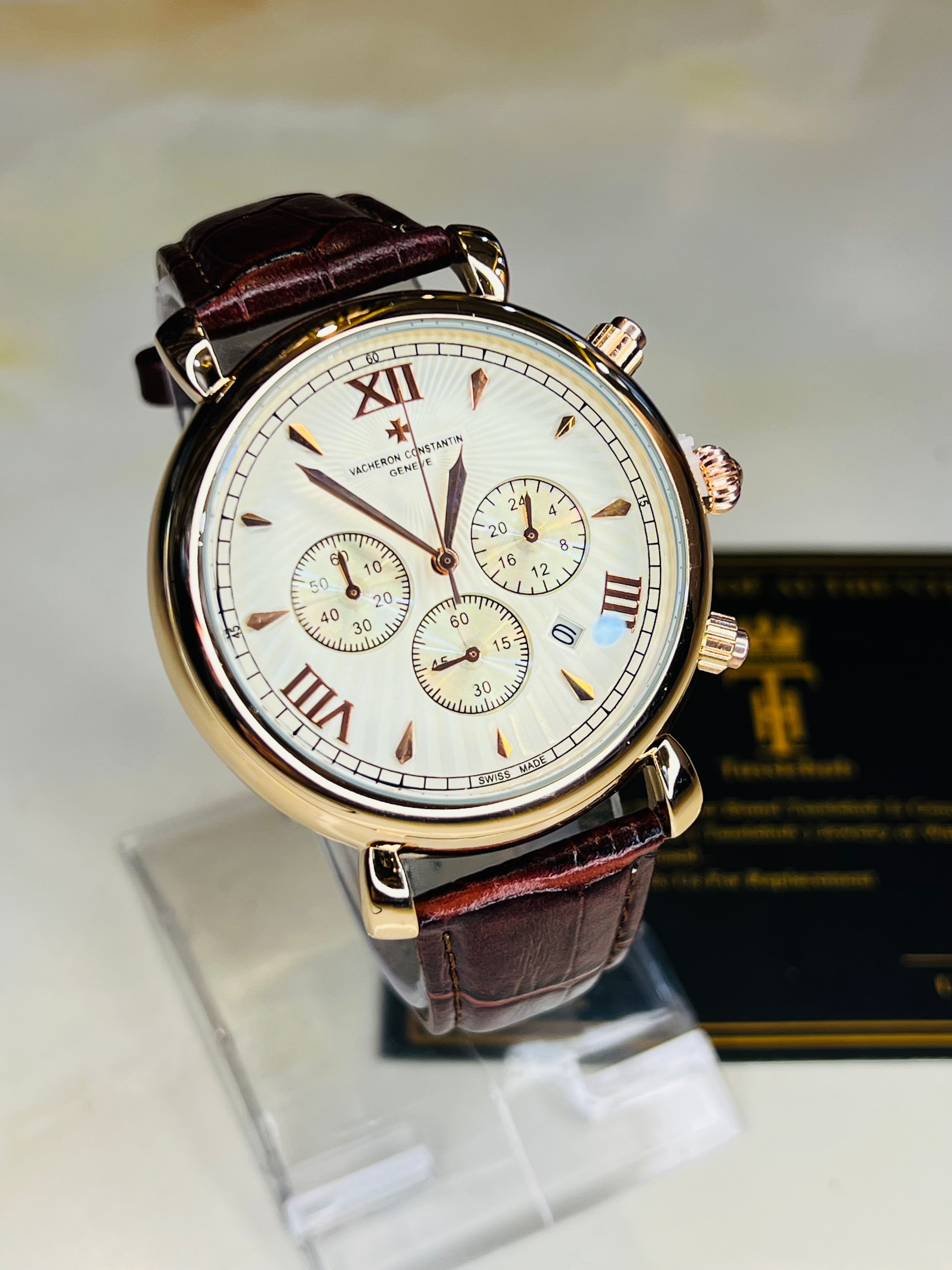 Constantin Brown Gold Chronograph Watch