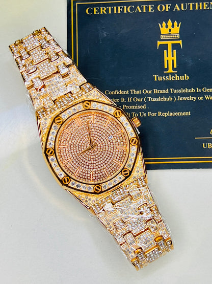 Rose Gold AP Iced Out Watch