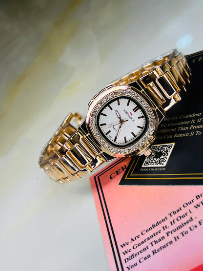 Xenlex Nautilus RoseGold Zircon Watch For Her