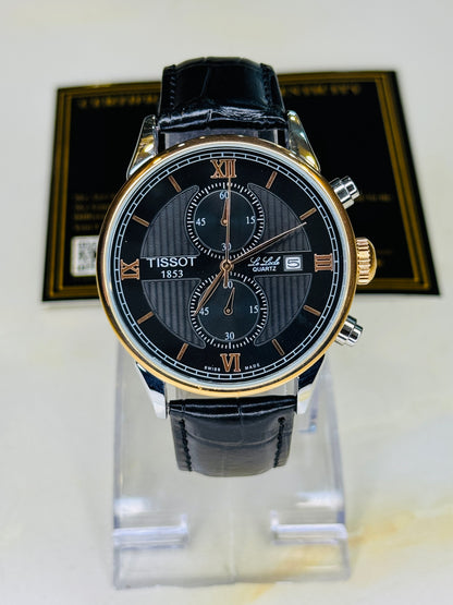 Le Lode Black Leather Chronograph Dial Tissot Watch