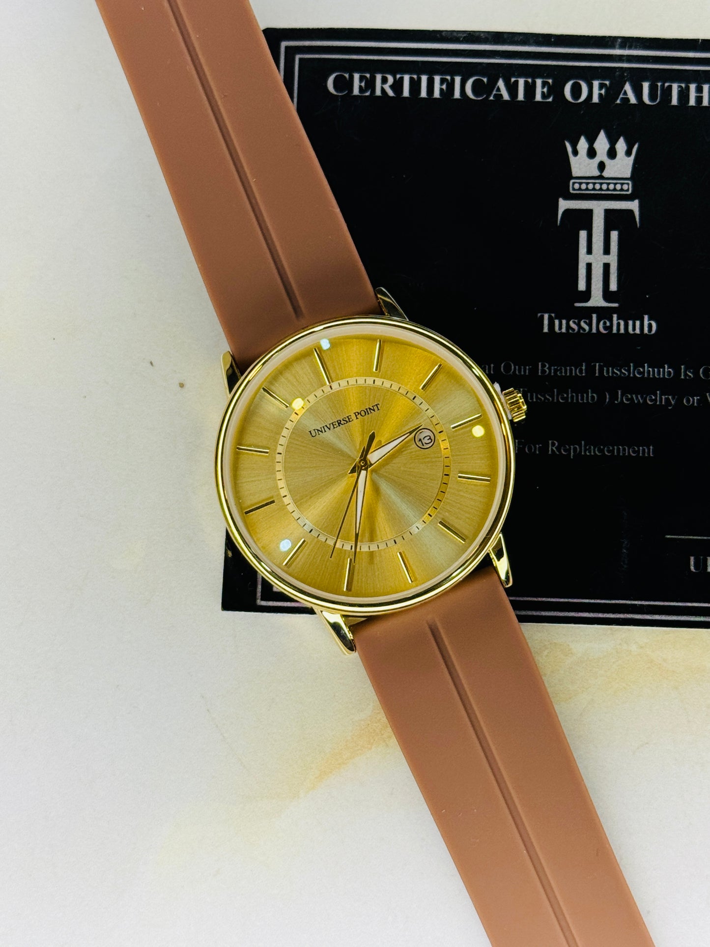 Model A Brown Gold Slim Balloon Universe Point Watch