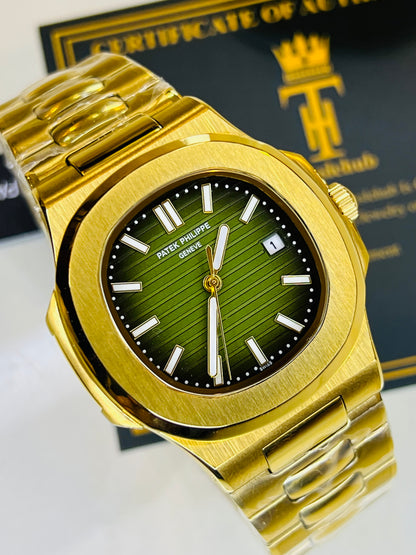 Gold Amazon Green Automatic Nautilus Super Clone Watch