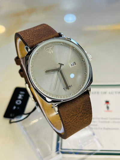 Tomi Brown Grey Sleek Dial Watch