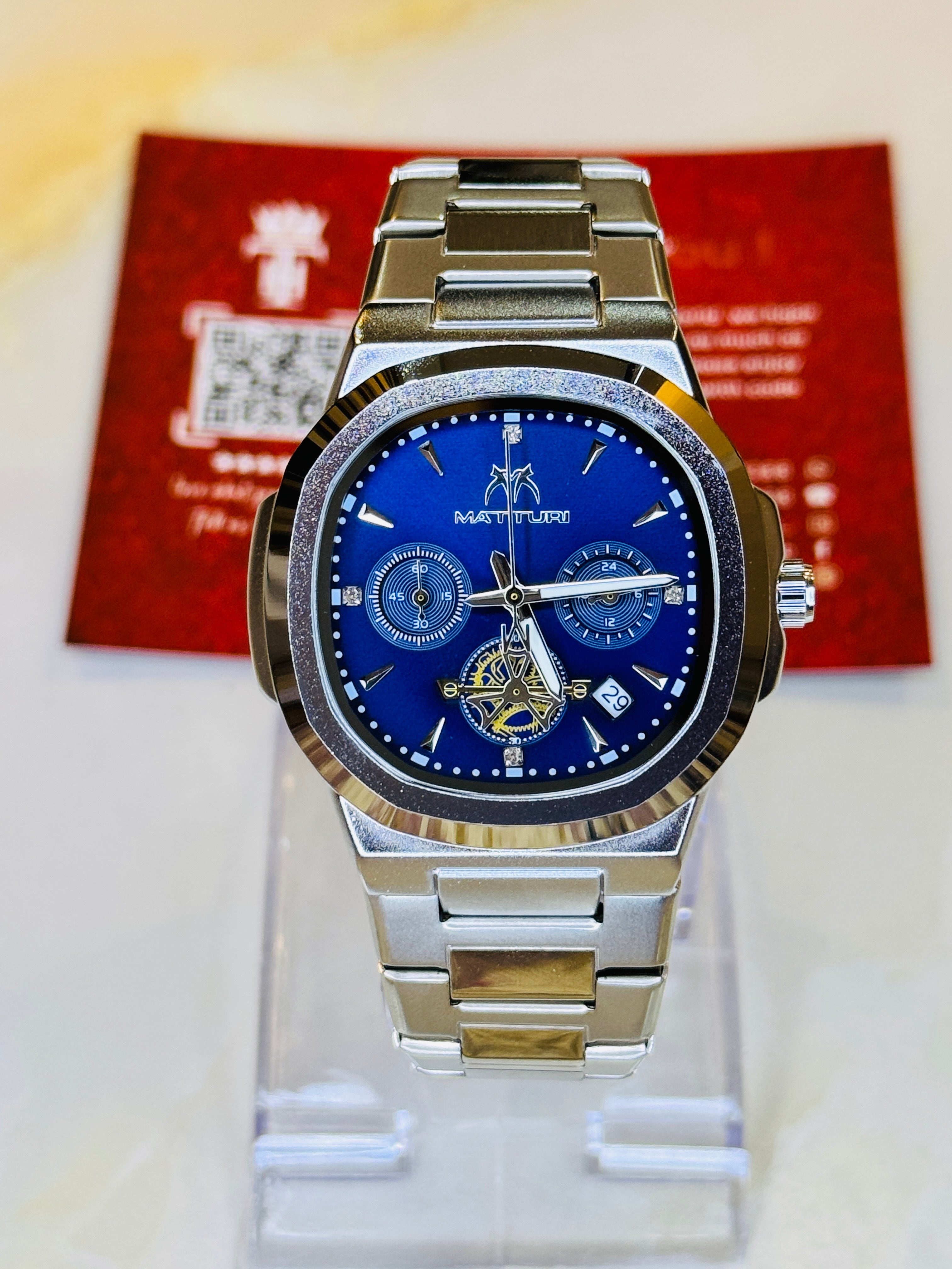 Silver Sapphire Matturi Chronograph Nautilus Watch