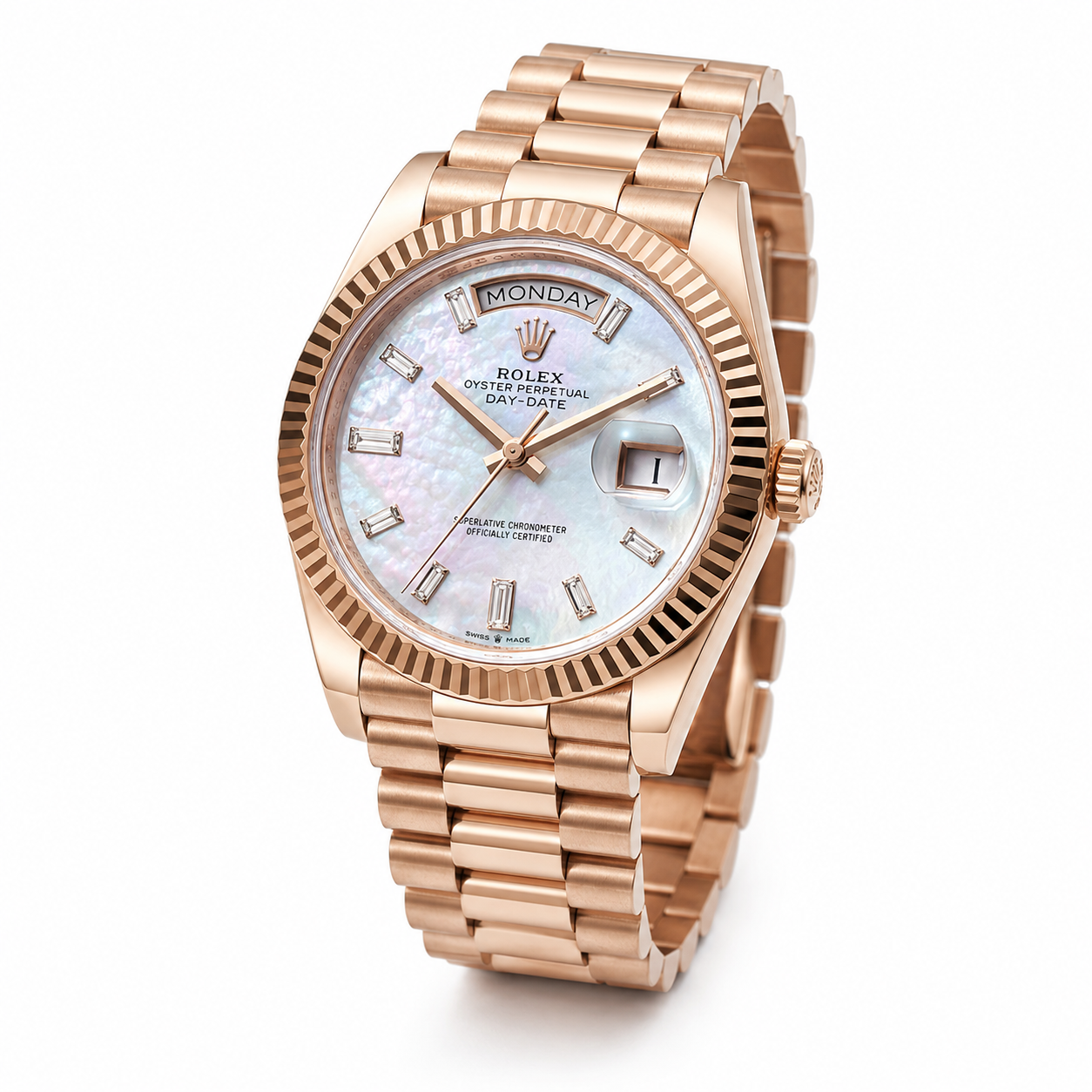 Day Date Rose Gold Gem Stone Dial Automatic Super Clone Watch