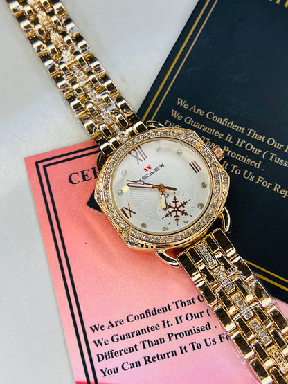 Xenlex RoseGold White Zircon Watch For Her