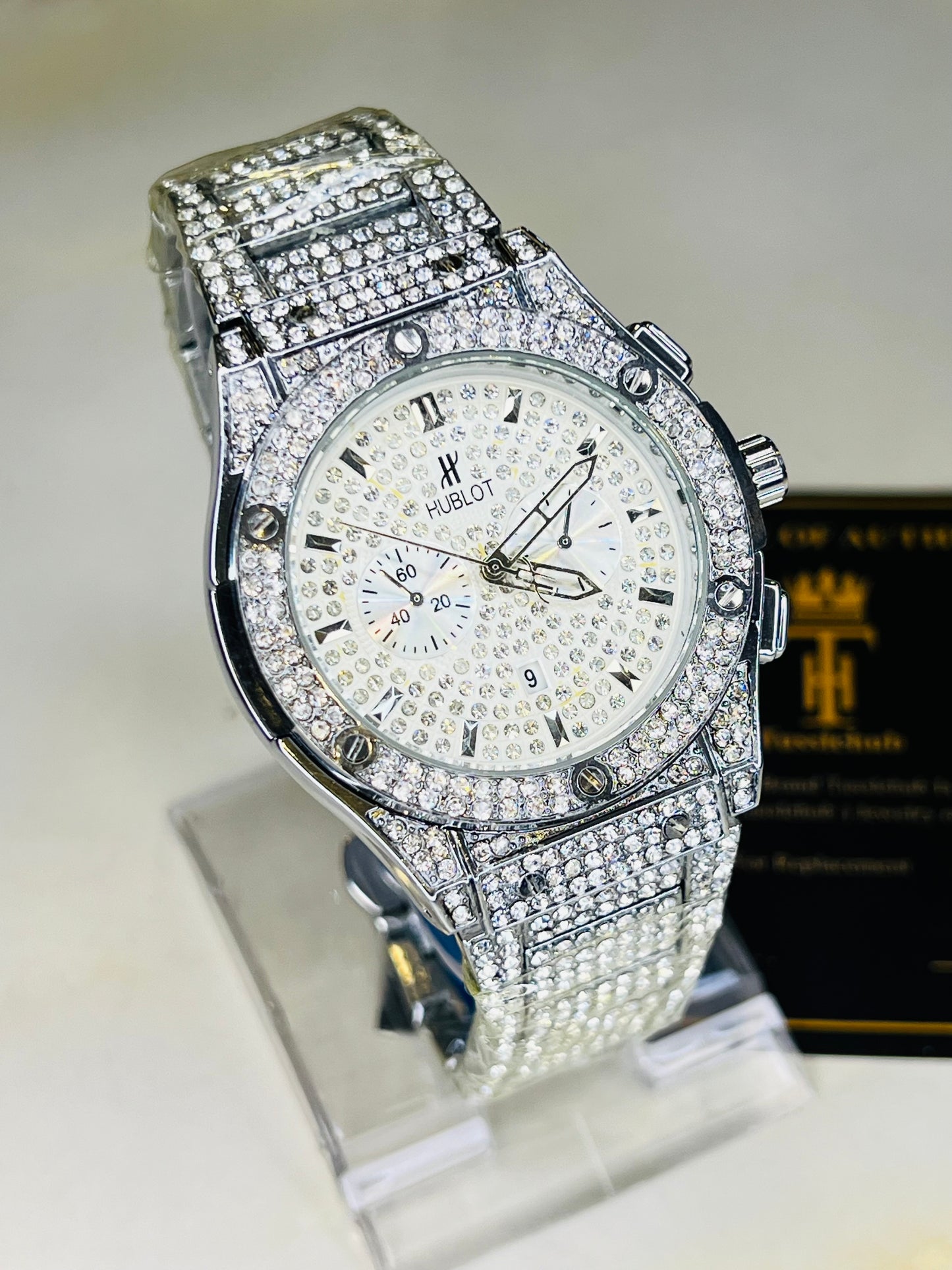 Silver Big Bang Iced Out Watch