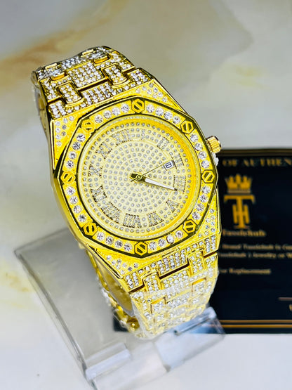 Gold AP Iced Out Watch