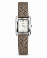 Black Leather Zircon Square Watch For Her