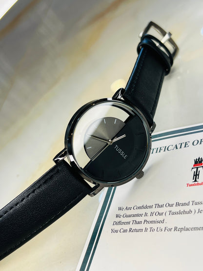 All Black Tussle Half Dial Watch