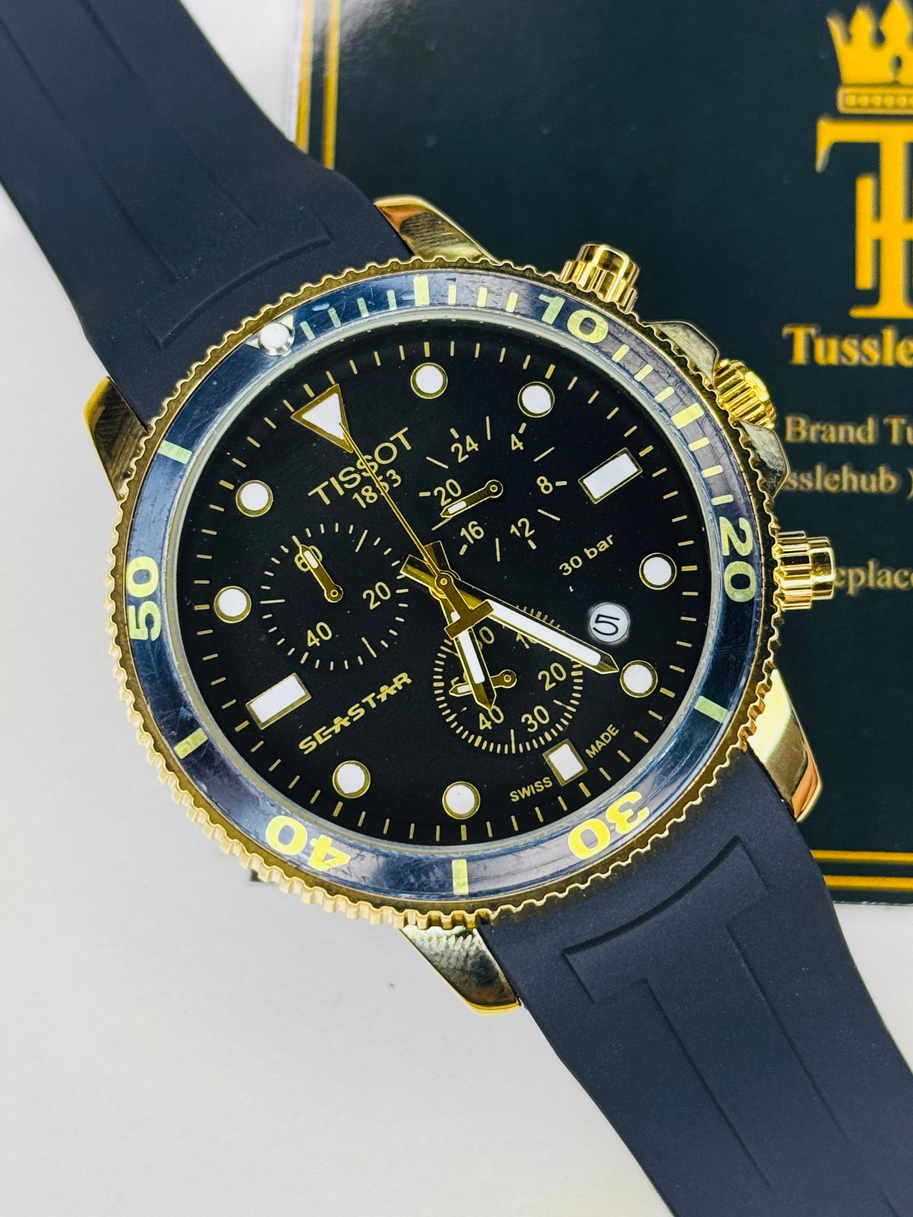 Black Gold Black Tissot Sea Star Chronograph Watch – TUSSLEHUB