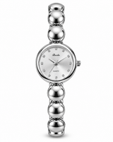 The Silver Round Pebble Minimalist Bangle Watch