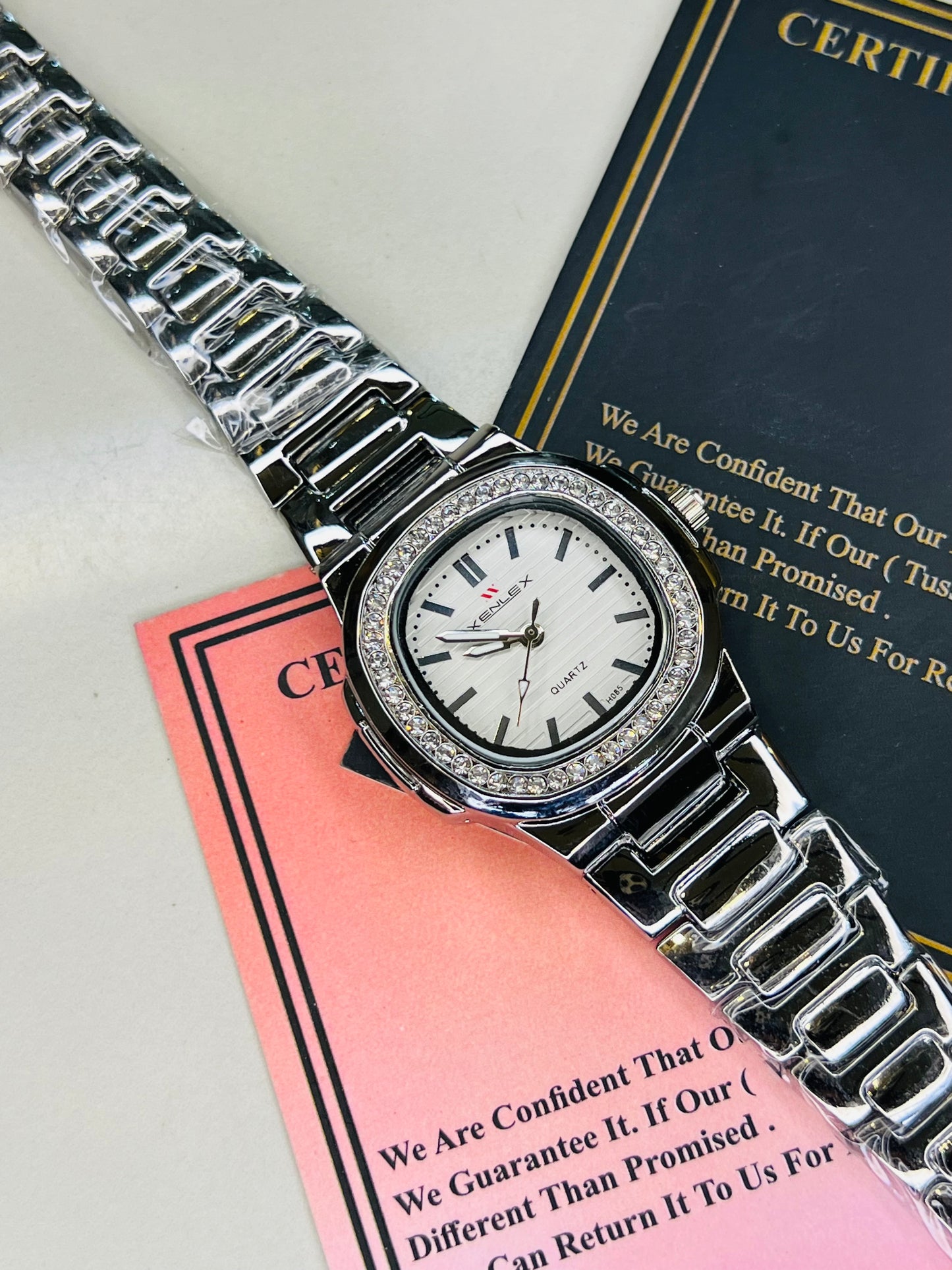 Xenlex Nautilus Silver Zircon Watch For Her