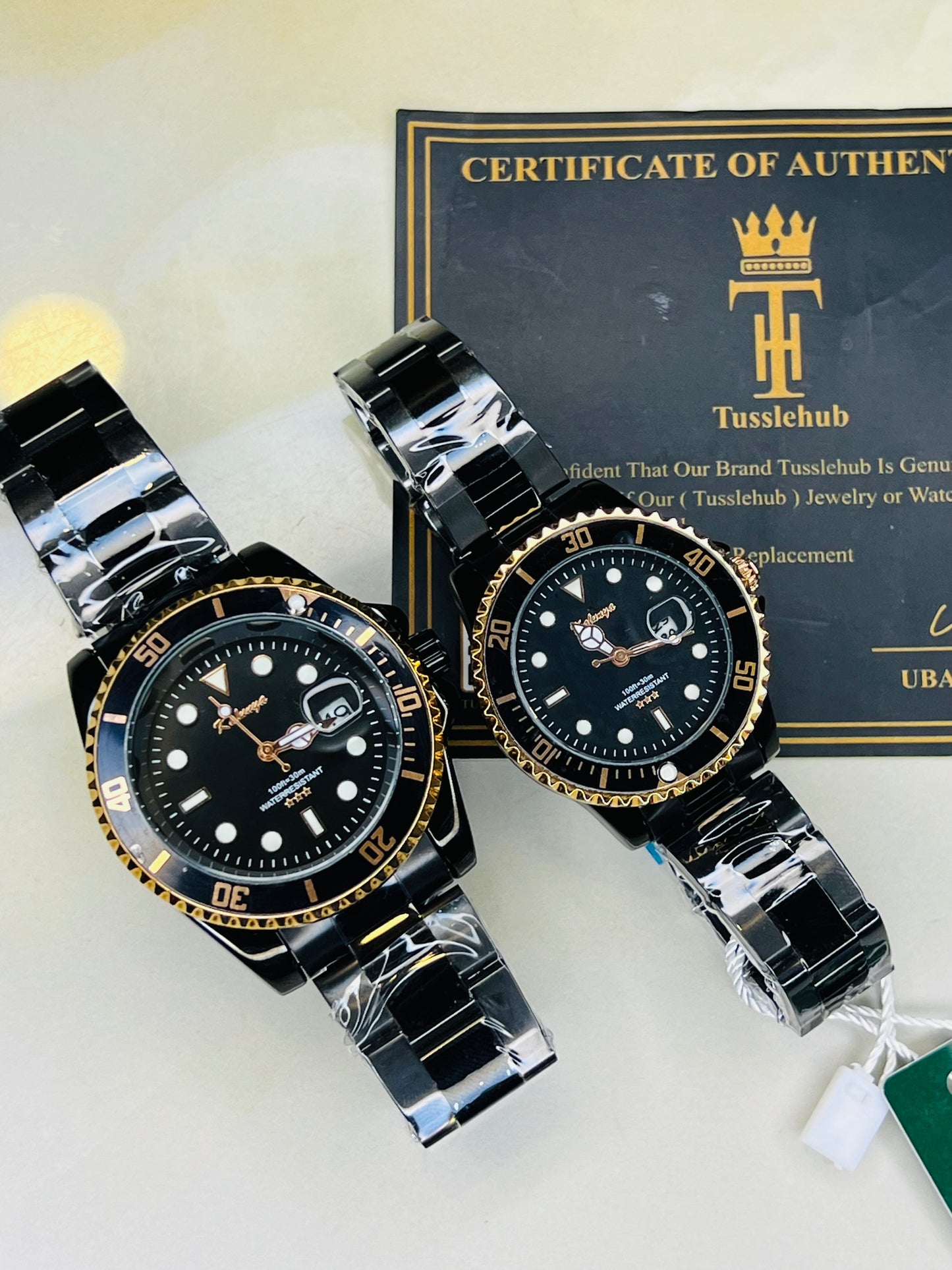Kaluuya Black Rotating Bezel Couple Watches
