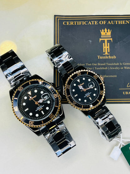 Kaluuya Black Rotating Bezel Couple Watches