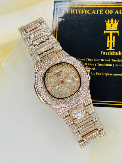 Rose Gold Iced Out PP Branded Premium Watch