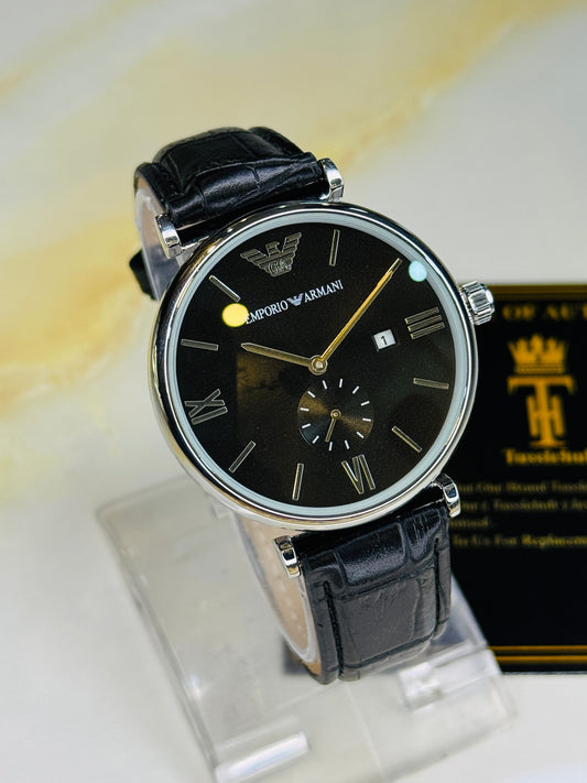 Black Silver Black Emporio Down Second Watch